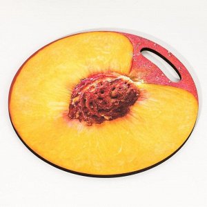 Доска разделочная и сервировочная круглая кухонная "Персик в разрезе", 26,5 см