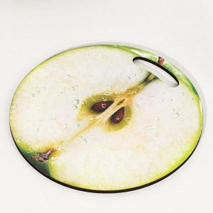 Доска разделочная и сервировочная круглая кухонная "Яблоко в разрезе", 26,5 см