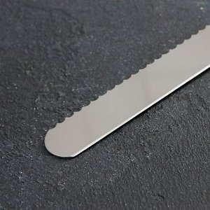 Нож для бисквита двусторонний, с крупными зубцами и ровным краем, лезвие 25 см, толщина лезвия 0,9 мм