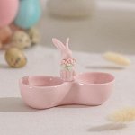 Менажница 2 ячейки «Кролик», 11,5?5,5?8 см, цвет розовый