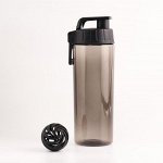 Шейкер-бутылка для воды 850 мл, с карабином и шариком, чёрная, 24х9 см