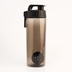 СИМА-ЛЕНД Шейкер-бутылка для воды 850 мл, с карабином и шариком, чёрная, 24х9 см