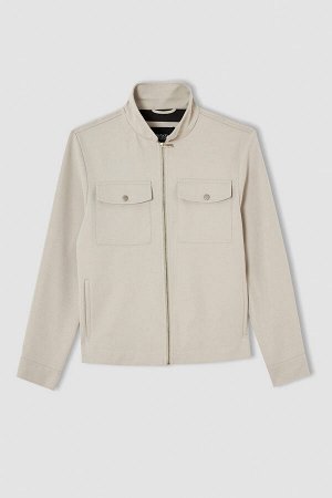 Приталенная куртка-рубашка с воротником-стойкой