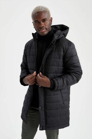 Толстое надувное пальто с теплоизоляцией Warmtech с капюшоном Regular Fit на флисовой подкладке