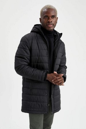 Толстое надувное пальто с теплоизоляцией Warmtech с капюшоном Regular Fit на флисовой подкладке