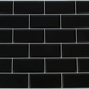 Панель ПВХ Блок чёрный, белый шов 966х484