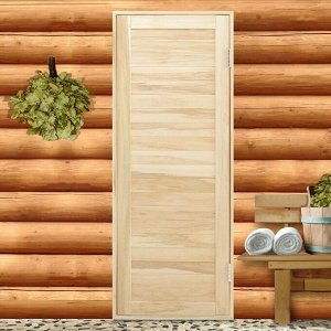 Дверь для бани и сауны из шпунтованной доски, ЛИПА Эконом, 180х70 см