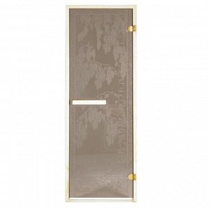 Дверь для бани и сауны стеклянная "Берёзка", размер коробки  190?70см, 6мм
