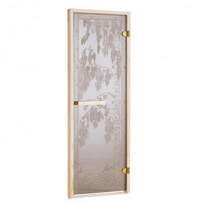Дверь для бани и сауны стеклянная "Берёзка", размер коробки 190×70см, 6мм