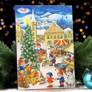 Адвент календарь CARLA Town с мини плитками молочного шоколада, 50 г