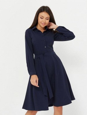 Платье рубашка женское демисезонное МИДИ длинный рукав цвет Темно-синий SHIRT (однотонное)