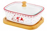 Паштетница 14,5*11*9 см 330 мл &quot;Весёлые гномики&quot; со стекл. крышкой на дер. подставке