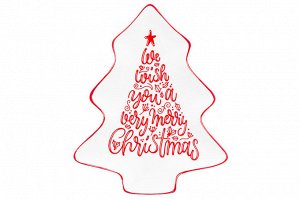 Блюдо - елочка 21*17,5*2,2 см "Рожденственская ель" с красной каймой NEW BONE CHINA