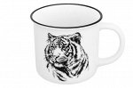 Кружка 400 мл 13*9,5*8,8 см &quot;Тигр&quot; с черной каймой NEW BONE CHINA