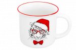 Кружка 400 мл 13*9,5*8,8 см &quot;Тигр Санта&quot; с красной каймой NEW BONE CHINA