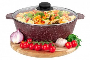 Жаровня (сотейник) 28 см 4,5 л ГАРМОНИЯ ВКУСА "Рубин" С КРЫШКОЙ ф28, 35*29*14,5 см