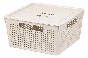Коробка для хранения квадратная 11 л 29,4*29,4*15,1 см "Лофт" с крышкой (латте) (модель 6911120)