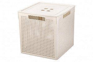 Коробка для хранения квадратная 23 л 29,4*29,4*30,1 см "Лофт" с крышкой (латте) (модель 6923120)