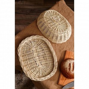 Хлебница плетёная, с крышкой, белёная, 43х33х16 см