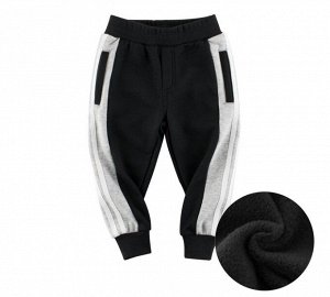Детские утепленные штаны с боковыми вставками, цвет серый/чёрный
