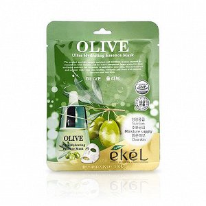 Ekel Маска тканевая для лица с экстрактом оливы Mask Olive Ultra Hydrating Essence, 25 мл