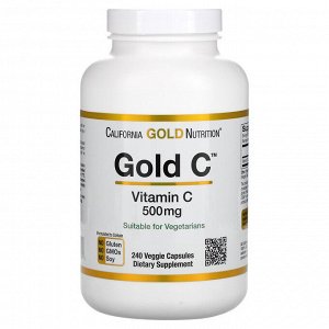 California Gold Nutrition, Gold C, витамин C, 500 мг, 240 вегетарианских капсул