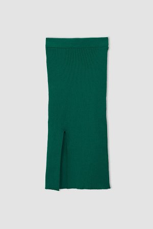 Трикотажная юбка-карандаш миди с разрезом Relax Fit