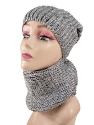 Комплект женская шапка и шарф, цвет серый
