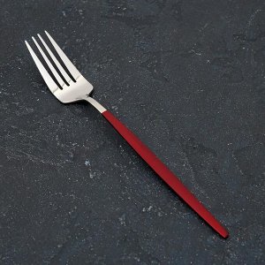 Вилка столовая Magistro «Блинк», 21,5?3 см, цвет серебро, красная ручка, на подвесе