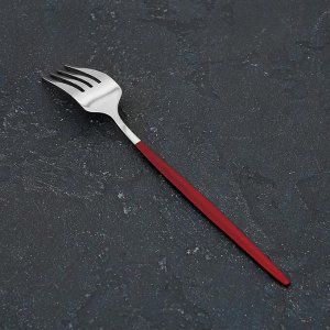 Вилка столовая Magistro «Блинк», 21,5?3 см, на подвесе, красная ручка, цвет металла серебряный