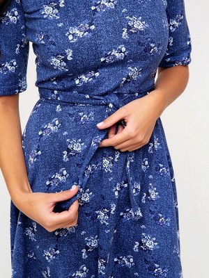 Платье Синий/цветы