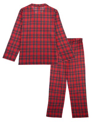 Пижама Состав: 100% хлопок
Цвет: красный
Год: 2021
*	Пижама текстильная взрослого размера: может составить family look c детским вариантом пижамы аналогичного дизайна
*	фланель - мягкая, приятная к те