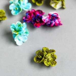 Бусина для творчества акрил "Три цветка" разноцветный МИКС набор 10шт