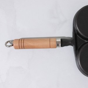 Сковорода-оладница чугунная, 37?19 см, деревянная ручка