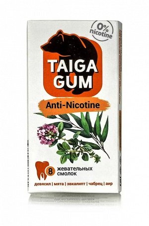 Смолка "ANTI-NICOTINE" (против курения) в растительной пудре, без сахара, (Блистер, драже. 0,80г № 8, в инд.уп.
