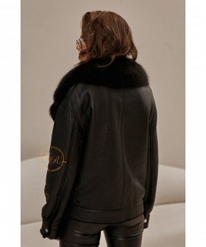 Дублёнка - куртка с воротником из меха песца Артикул: M-828-60-CH-CH-P