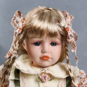 Кукла коллекционная керамика "Валя в цветочном платье, с корзинкой" 30 см