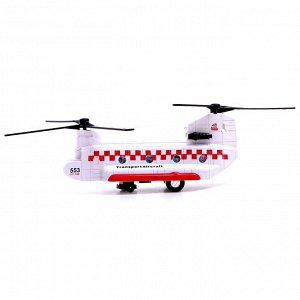 Вертолет «Транспортник», свет и звук, работает от батареек, цвет красный