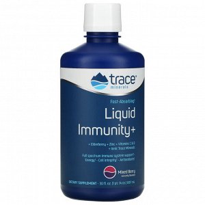 Trace Minerals Research, Быстро впитывающаяся жидкость Immunity +, ягодное ассорти, 887 мл (30 жидк. Унций)