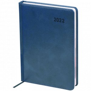 Ежедневник датированный 2022г. с вырубкой, A5, 176л., кожзам, OfficeSpace "Vesper Index", синий