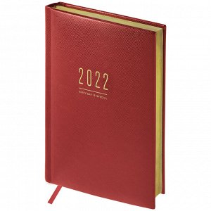 Ежедневник датированный 2022г., A5, 176л., кожзам, OfficeSpace "Dallas", бордовый