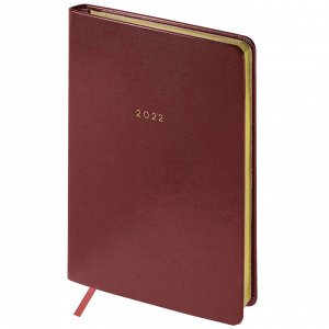 Ежедневник датированный 2022г., A5, 176л., кожзам, OfficeSpace "Windsor ", коричневый