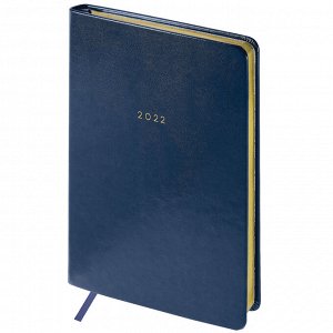 Ежедневник датированный 2022г., A5, 176л., кожзам, OfficeSpace "Windsor ", синий