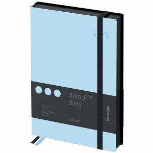 Ежедневник датированный 2022г., A5, 184л., кожзам, Berlingo "Instinct", черный/голубой, с резинкой