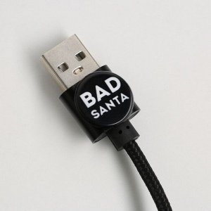Набор кабель Micro USB + зарядное устройство ,модель PB-01, "Bad santa", 7,3 х 14,7 см
