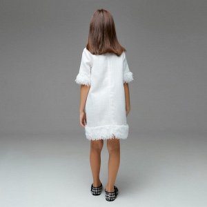 Платье нарядное детское, цвет белый, рост 116 см
