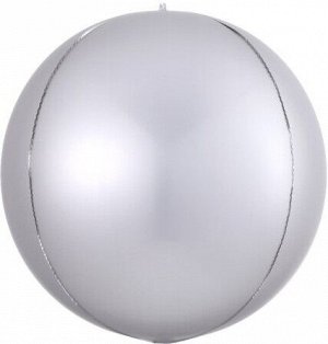 550102 Шар 3D сфера, фольга,  11"/28 см, серебро (Falali)