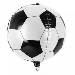 1209-0417 Шар 3D сфера, фольга, 16"/40 см, "Мяч футбольный" (ПатиДеко), инд. уп.