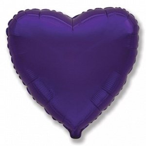 202500V Шар-сердце   9"/23 см, фольга, фиолетовый (FM)