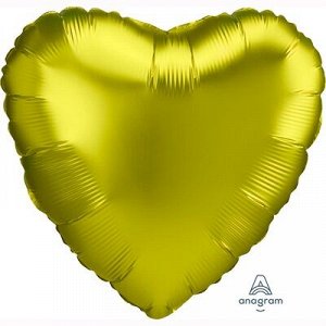1204-1153, 41884 Шар-сердце 18"/46 см, фольга,  сатин желтый/Lemon (AN)